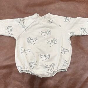 Rylee + Cru Cream Airplane Print Bodysuit